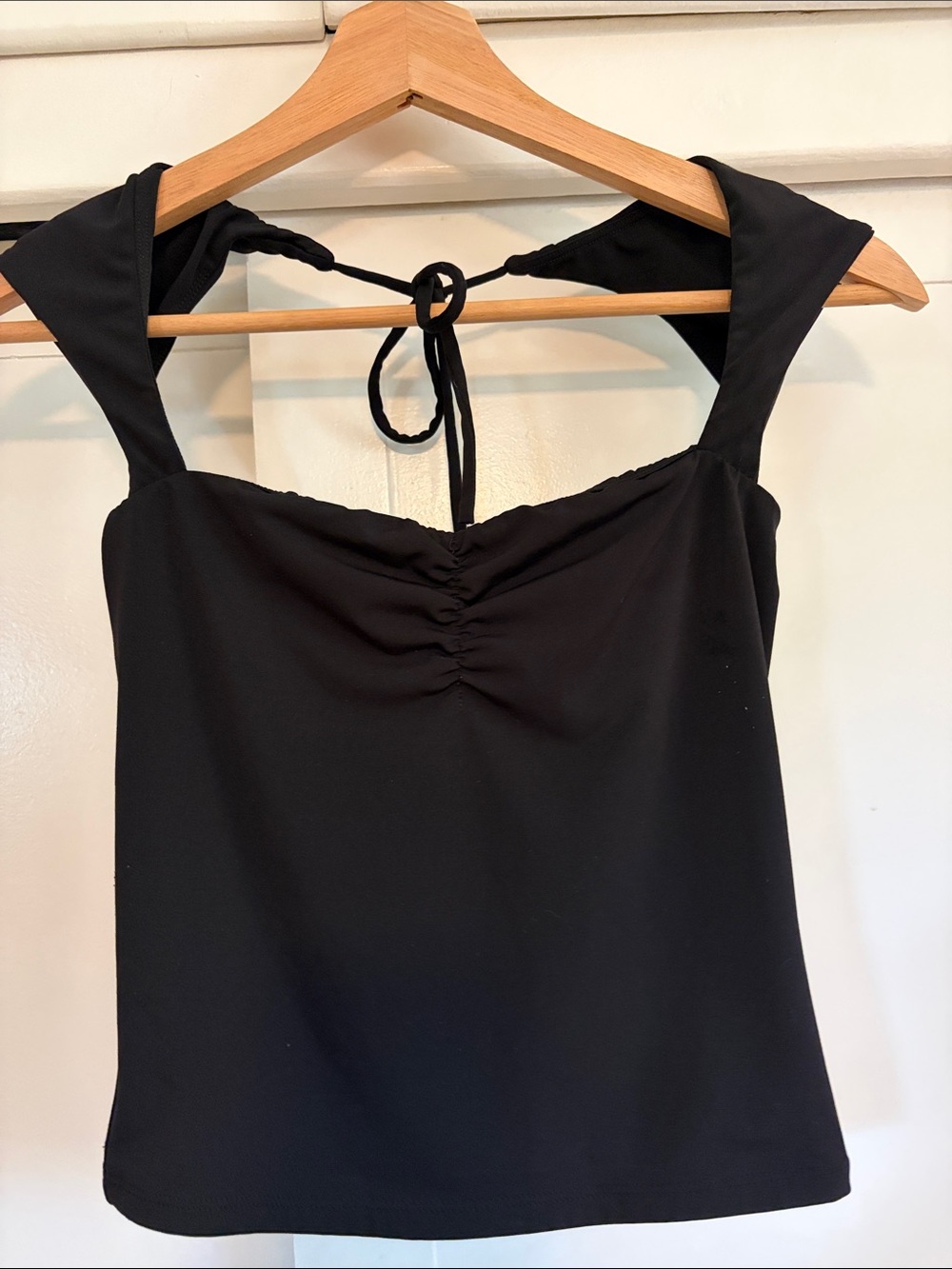 Garage Black Ruched Tie-Back Camisole